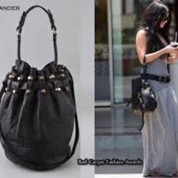 Alexander Wang Shredded Leather Black Studded Diego Convertible Bag - Picture 2 of 6